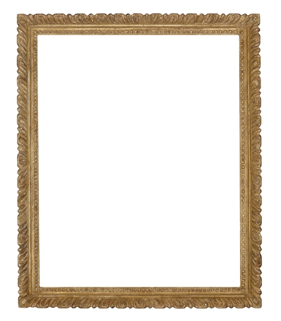 Mid-20th century American carved and silver leafed frame with continuous gadroon ornament by Bumpei Usui