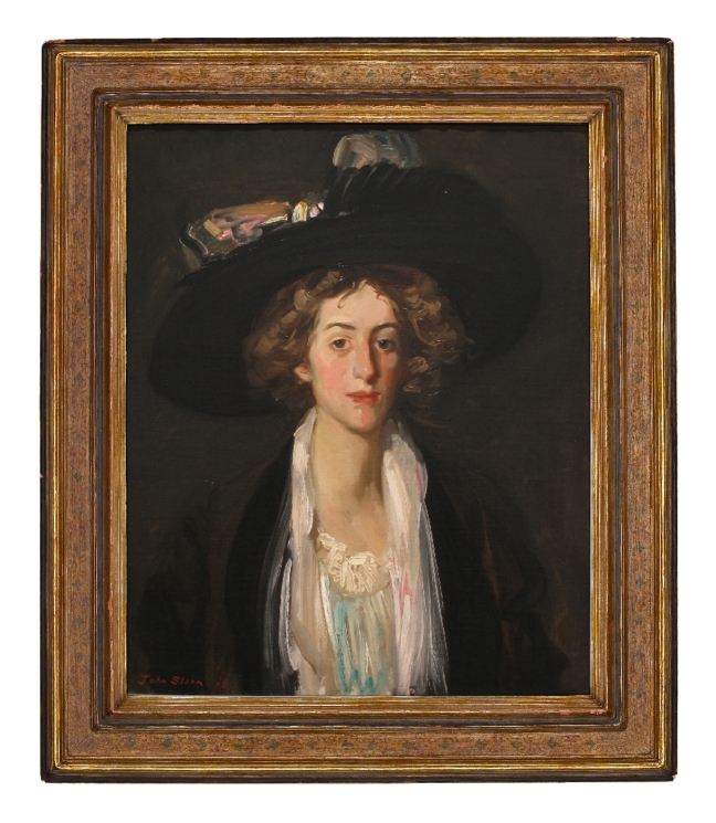 John Sloan, Big Hat, 1909, oil on canvas (Courtesy of the Milwaukee Art Museum)